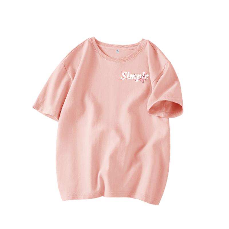 班尼路粉色重磅短袖t恤女2024夏季新款小个子宽松纯棉半袖上衣酷