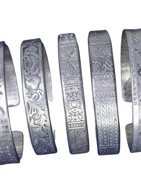 民族风男女镀银手工仿老银手镯