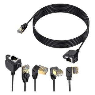 弯头RJ45网络8类万兆网线公对母延长线细线带螺母固定90度数码设