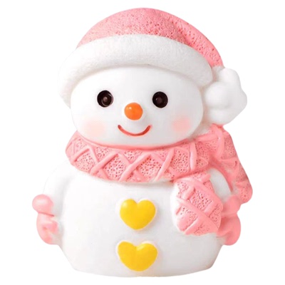 圣诞老人雪人可爱情侣造景摆件