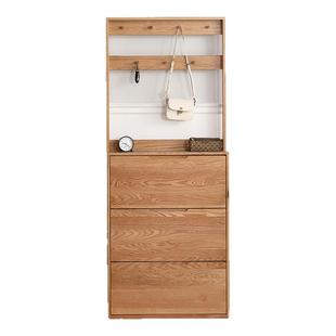 实木超薄翻斗鞋柜橡木原木家用门口入户玄关柜客厅阳台收纳储物柜