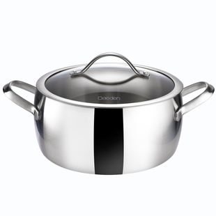 戴德18/10不锈钢汤锅 家用炖煲火锅具不易粘锅电磁炉通用24cm