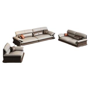 办公沙发真皮商务休息区贵宾接待室简约现代老板沙发茶几组合套装