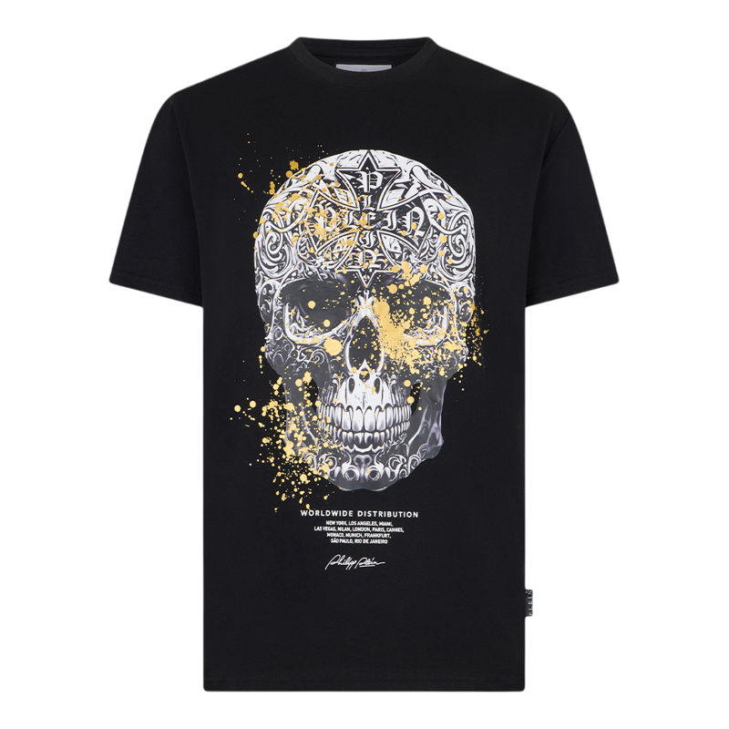 PHILIPP PLEIN 2026年新款男士圆领宽松短袖复古骷髅印花简约T恤