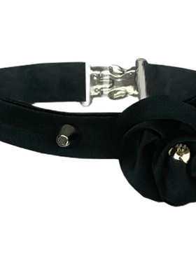 粉色玫瑰银色铆钉项圈项圈