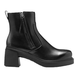 ECCO爱步靴子女 秋冬厚底粗高跟黑色短靴瘦瘦靴 都市首尔223503