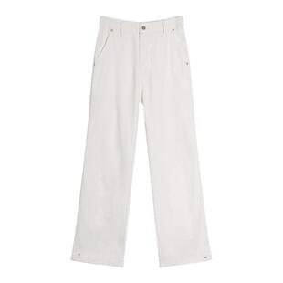 98SQUID 美式复古简约白色牛仔裤男女cleanfit宽松直筒休闲长裤潮