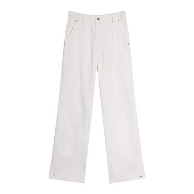 98SQUID 美式复古简约白色牛仔裤男女cleanfit宽松直筒休闲长裤潮