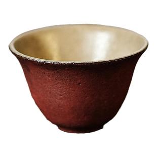 不亦室 云龙手作陶泥小容量单杯 杯托 工夫茶具 红色化妆土