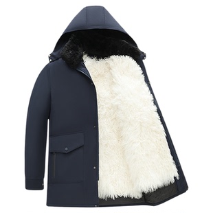 羊毛棉袄男士皮毛一体中老年加厚羊皮袄东北棉衣服冬季爸爸装外套