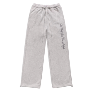 韩潮Badblood英文字母刺绣运动卫裤蕾丝边甜妹拉绳束腰宽松阔腿裤