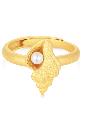 女S925银复古精致戒指海螺珍珠