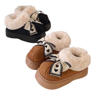 细细条韩系蝴蝶结加绒雪地靴