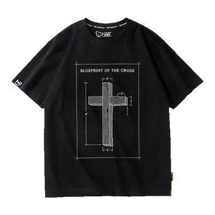 美式趣味二鱼五饼信仰蓝图教会夏纯棉男女T恤半袖诗歌班服装定制