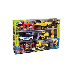 汽车大联盟多功能建筑工程车队吊车起重机喷水消防车警车儿童玩具