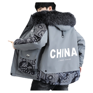 冬季外套男棉衣短款国潮男士工装派克服加绒棉服加厚棉袄男装冬装