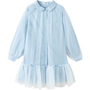 巴拉巴拉女童连衣裙中大童公主裙春头款童装宝宝网纱裙子儿童衬衫