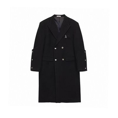 秋冬高级感中长款毛呢西装大衣男