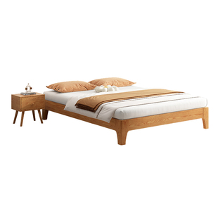 全实木榻榻米现代简约1.8m双人床出租房排骨架床无床头床架子定制