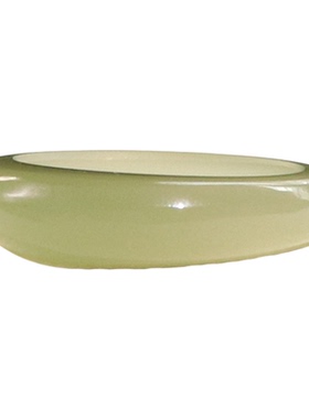 和田玉冰底湖水绿馒头戒14号