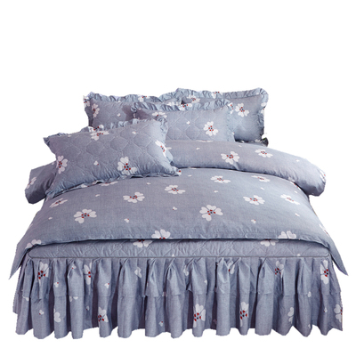 秋冬款加厚夹棉带床裙保暖被套