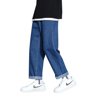 大码宽松牛仔裤男生潮牌个性百搭裤子韩版潮流基本款直筒阔腿长裤