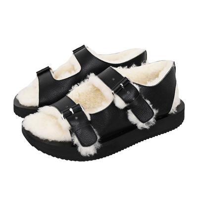 InkingPot皮毛一体保暖毛毛凉鞋