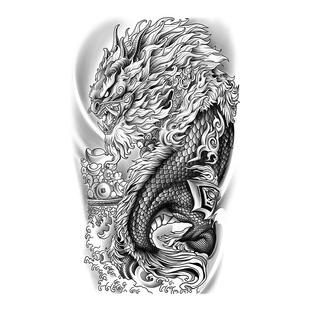 霸气神龙遮盖伤疤草本纹身贴小众高级感神龙持久防水草本纹身贴男