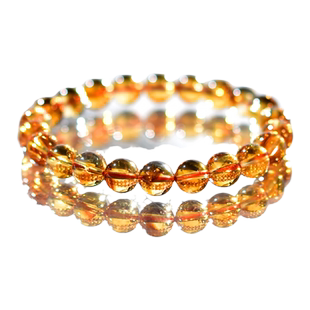 黄水晶手串女男东海水晶玛瑙玉髓翡翠玉石散珠子金字塔黄塔晶手链