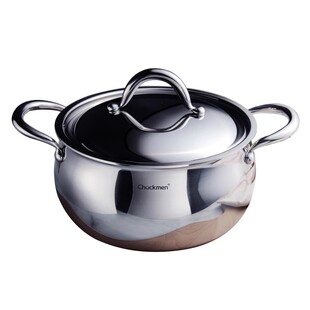 Chockmen 18-10不锈钢三层钢小汤锅20CM双耳炖锅加厚煮粥煮面炖汤