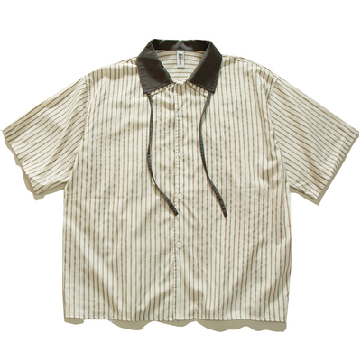 GoodNorth假两件条纹短袖衬衫