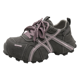 真皮双鞋带老爹鞋女2025新款秋冬加绒棉鞋厚底增高休闲运动德训鞋