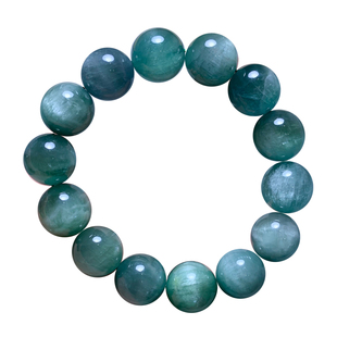 天然猫眼绿锂辉石手链单圈冰种清新蓝绿色水晶手串情侣饰品礼物女