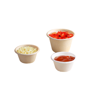 一次性秸秆纸浆酱料杯密封调料盒加厚试吃碗沙拉酱蘸料杯试吃纸杯