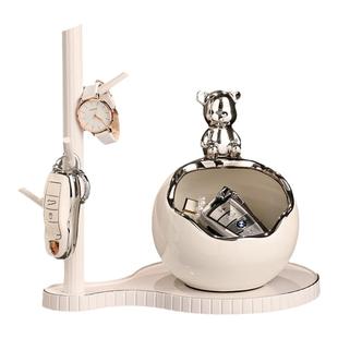 置物架入户玄关进门口放钥匙扣锁匙收纳盒摆件轻奢高端鞋柜装饰品