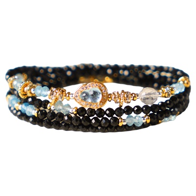 天然黑碧玺手链项链两用多圈