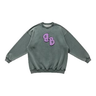 BW 慵懒风字母复古圆领卫衣女宽松长袖舒适极简主义穿搭