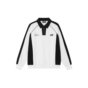 FORNINES刺绣polo领半拉链卫衣男女情侣上衣潮牌春秋美式短款外套