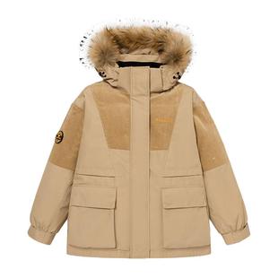 【直播间更划算】雪中飞25秋冬情侣男女款毛领连帽灯芯绒拼接设计