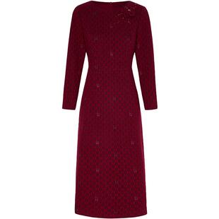 马天奴秋冬款纯色提花收腰针织连衣裙子长裙钉珠礼裙气质时尚女