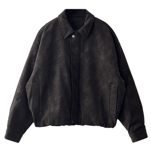 Nick Tian 高级感老钱风软皮衣羽绒服男冬季新款宽松厚夹克外套