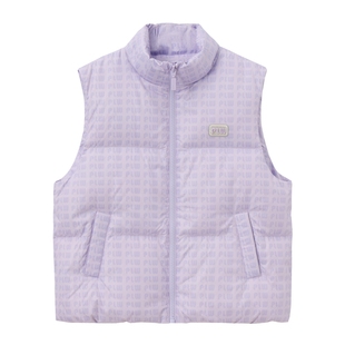 【90鸭绒】POLOWALK童装女童羽绒马甲25冬装羽绒背心印花百搭上衣