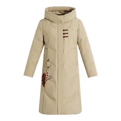 保暖南极人白鸭绒绣花连帽羽绒服