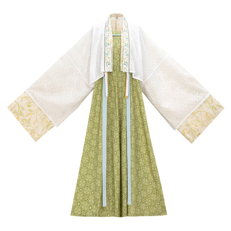 花朝记｜碧螺｜唐制汉服法门寺披衫齐胸交窬裙绿色棉天丝日常春夏