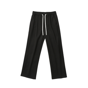 罗蒙直筒裤子男款秋冬毛呢休闲长裤男士宽松阔腿男裤冬季加厚卫裤