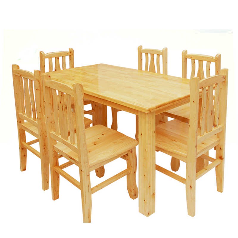 全实木餐桌椅组合小户型家用现代简约长方形饭店面馆饭桌椅子促销
