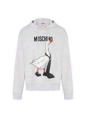 【季末特惠】Moschino/莫斯奇诺26春夏男士领带大鹅图案连帽卫衣