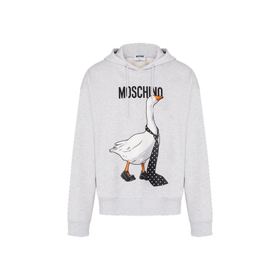【季末特惠】Moschino/莫斯奇诺26春夏男士领带大鹅图案连帽卫衣