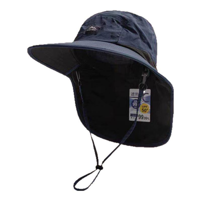 户外防晒遮阳帽子男女夏季护脖颈防紫外线渔夫帽亲子款露营登山帽