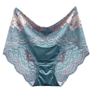 内裤女性感情调蕾丝刺绣蚕丝抗菌三角裤高腰收腹薄款透气无痕底裤
